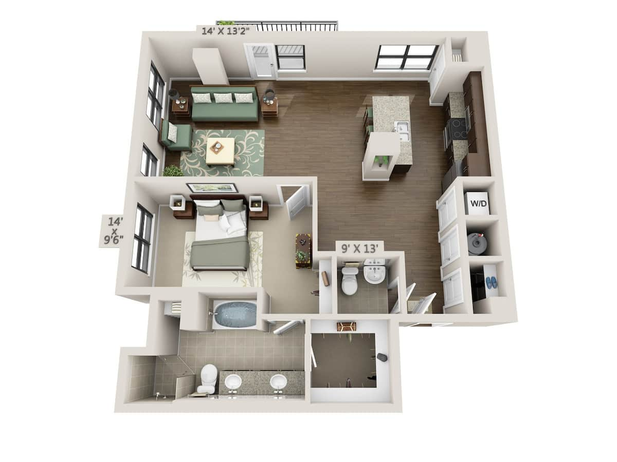 Floorplan diagram for Move (A1.5B), showing 1 bedroom