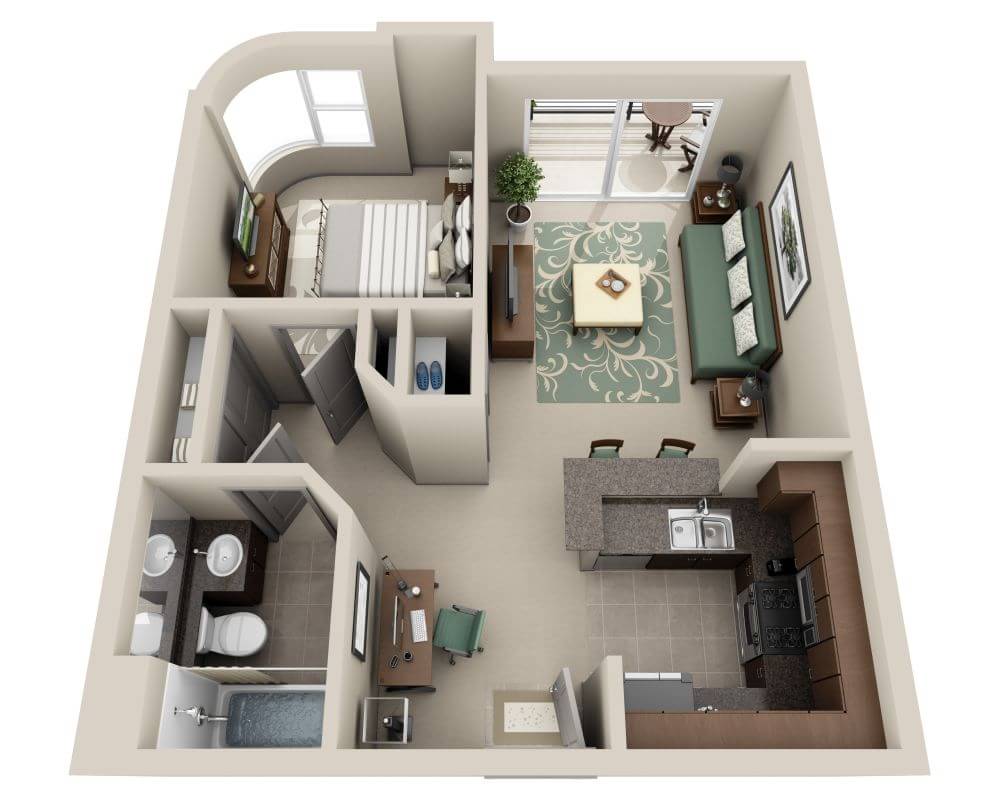 Floorplan diagram for Mariner (A1B), showing 1 bedroom