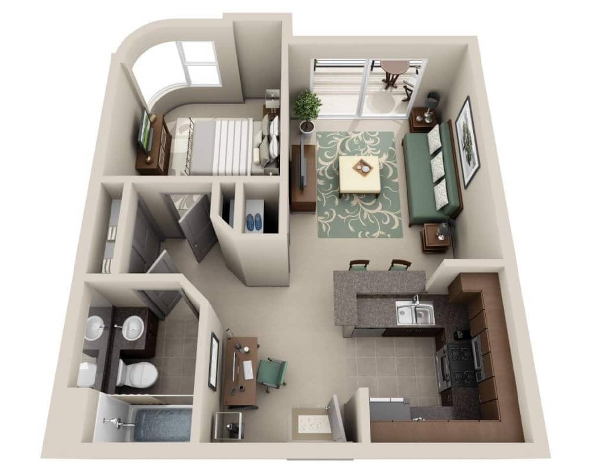 Floorplan diagram for Mariner (A1B), showing 1 bedroom