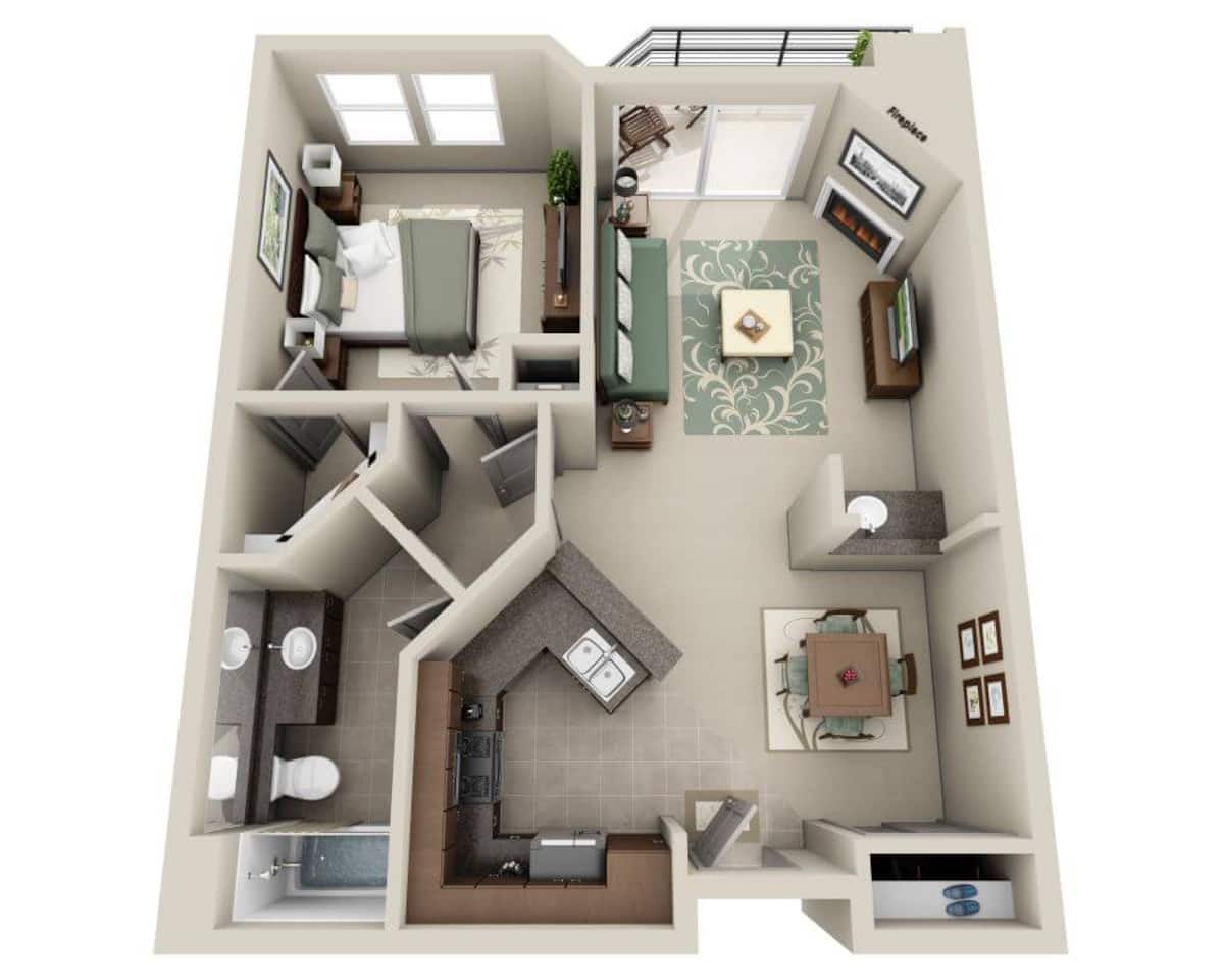 Floorplan diagram for Sea Spray (A1D), showing 1 bedroom