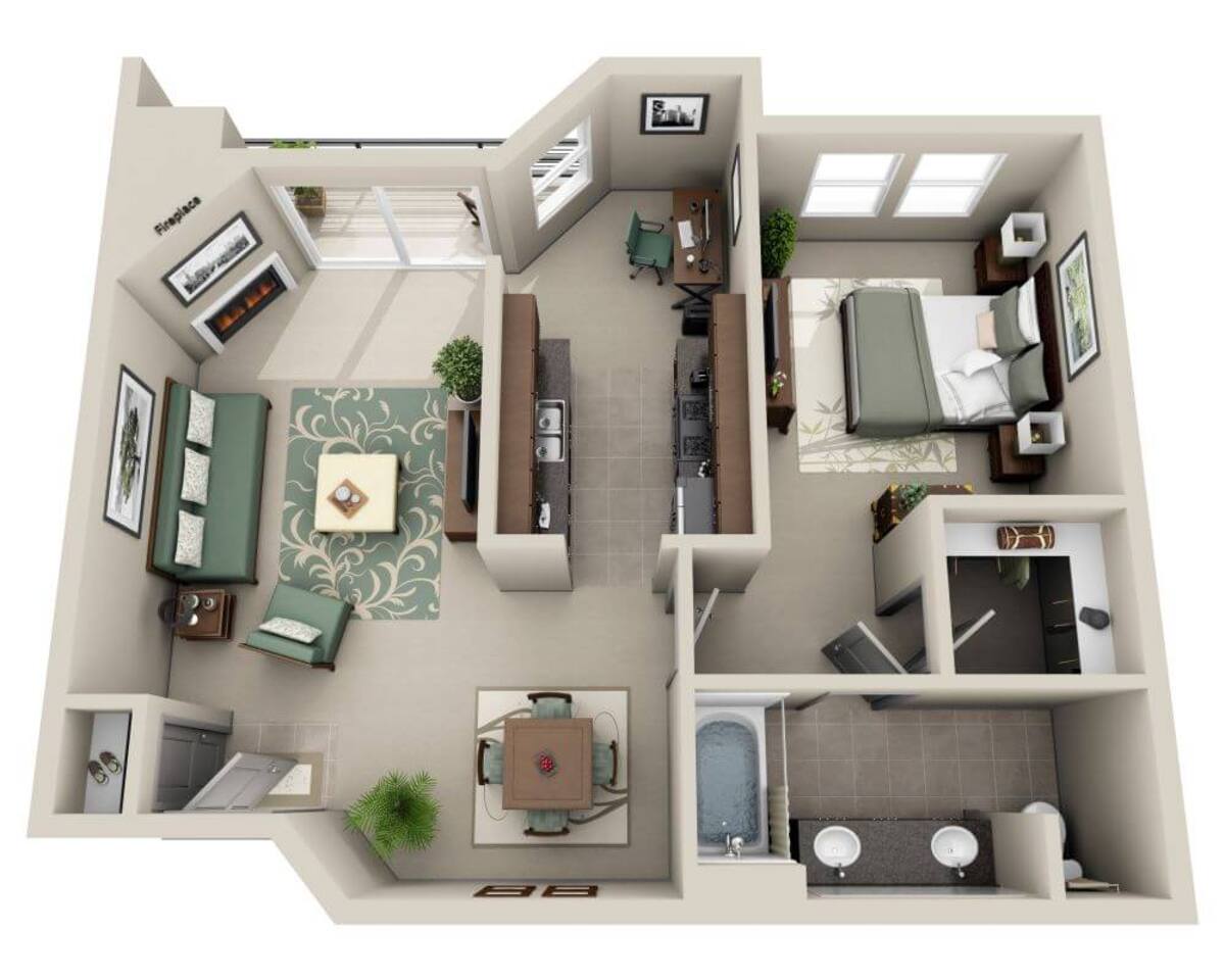 Floorplan diagram for Voyager (A1F), showing 1 bedroom