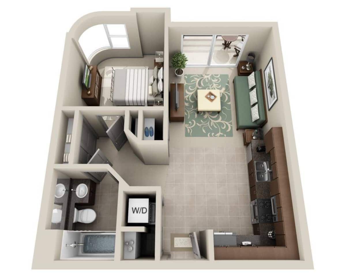 Floorplan diagram for Mariner (A1B-R), showing 1 bedroom
