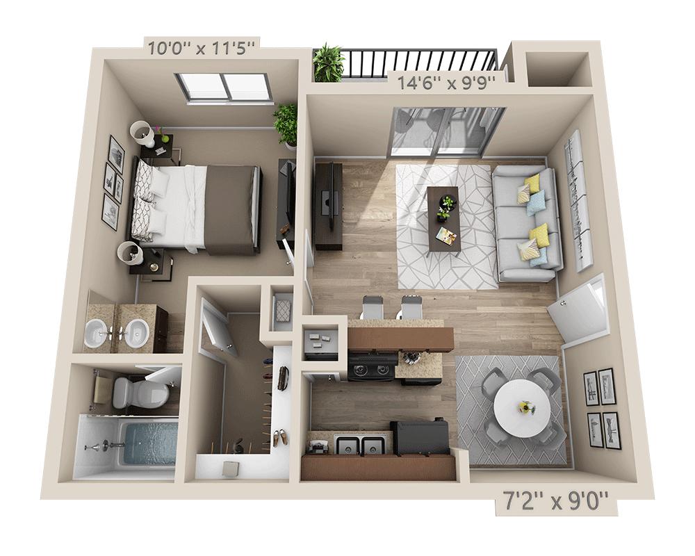 Plano de One Bedroom A1ACT, que muestra 1 habitación