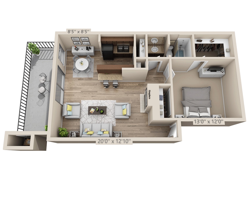 Plano de One Bedroom A1BCT, que muestra 1 habitación