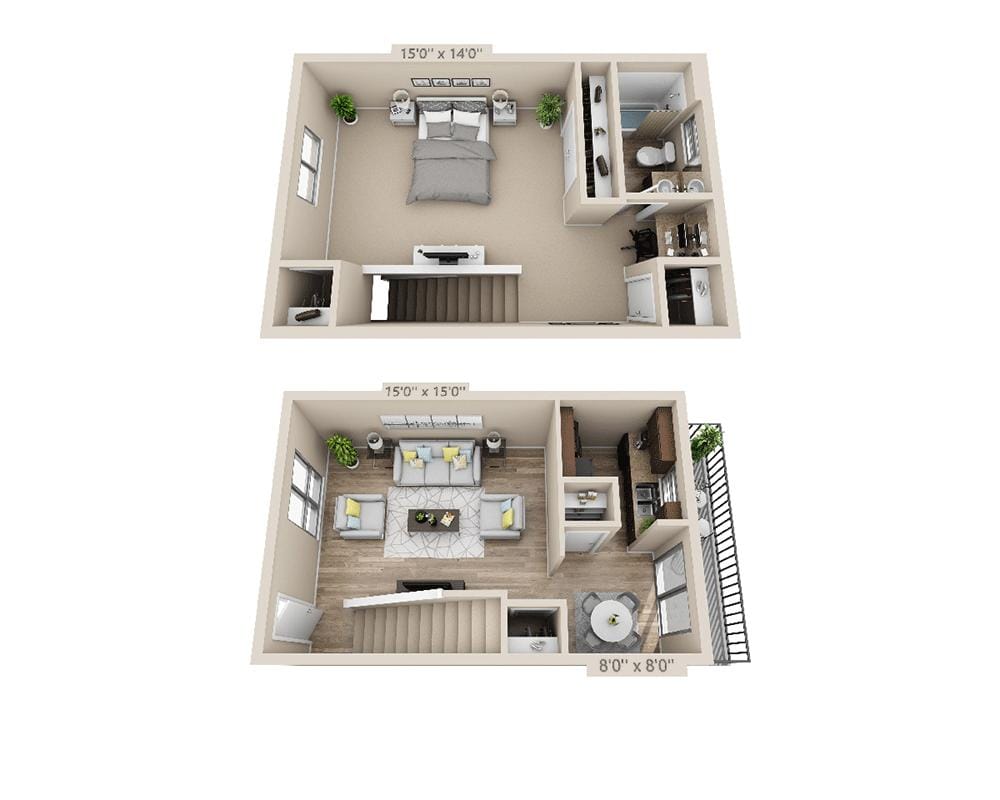 Plano de One Bedroom A1ATAW, que muestra 1 habitación