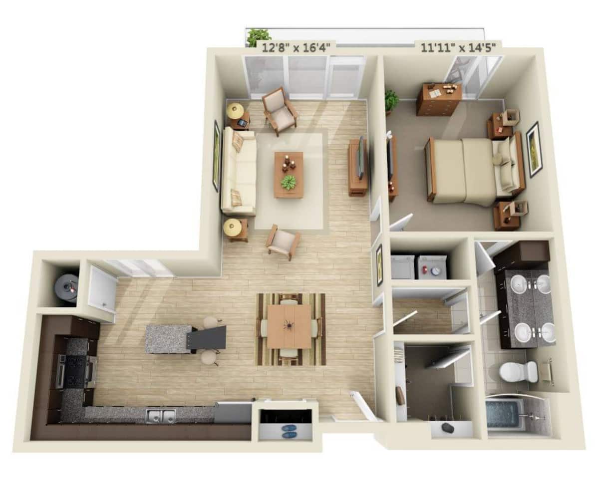 Floorplan diagram for One Bedroom A1G, showing 1 bedroom