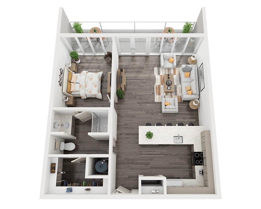 Floorplan diagram for One Bedroom A1H, showing 1 bedroom