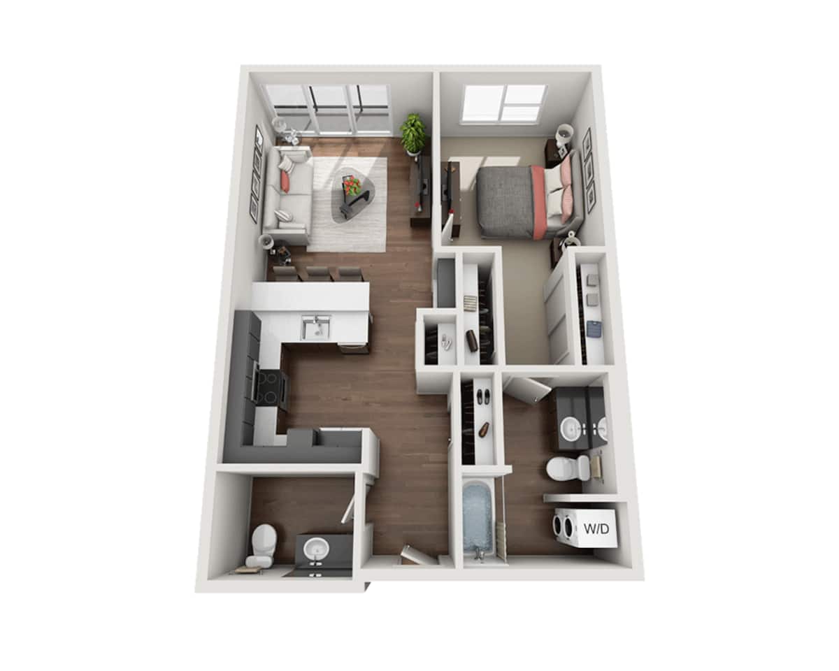 Floorplan diagram for One Bedroom A1.5A, showing 1 bedroom