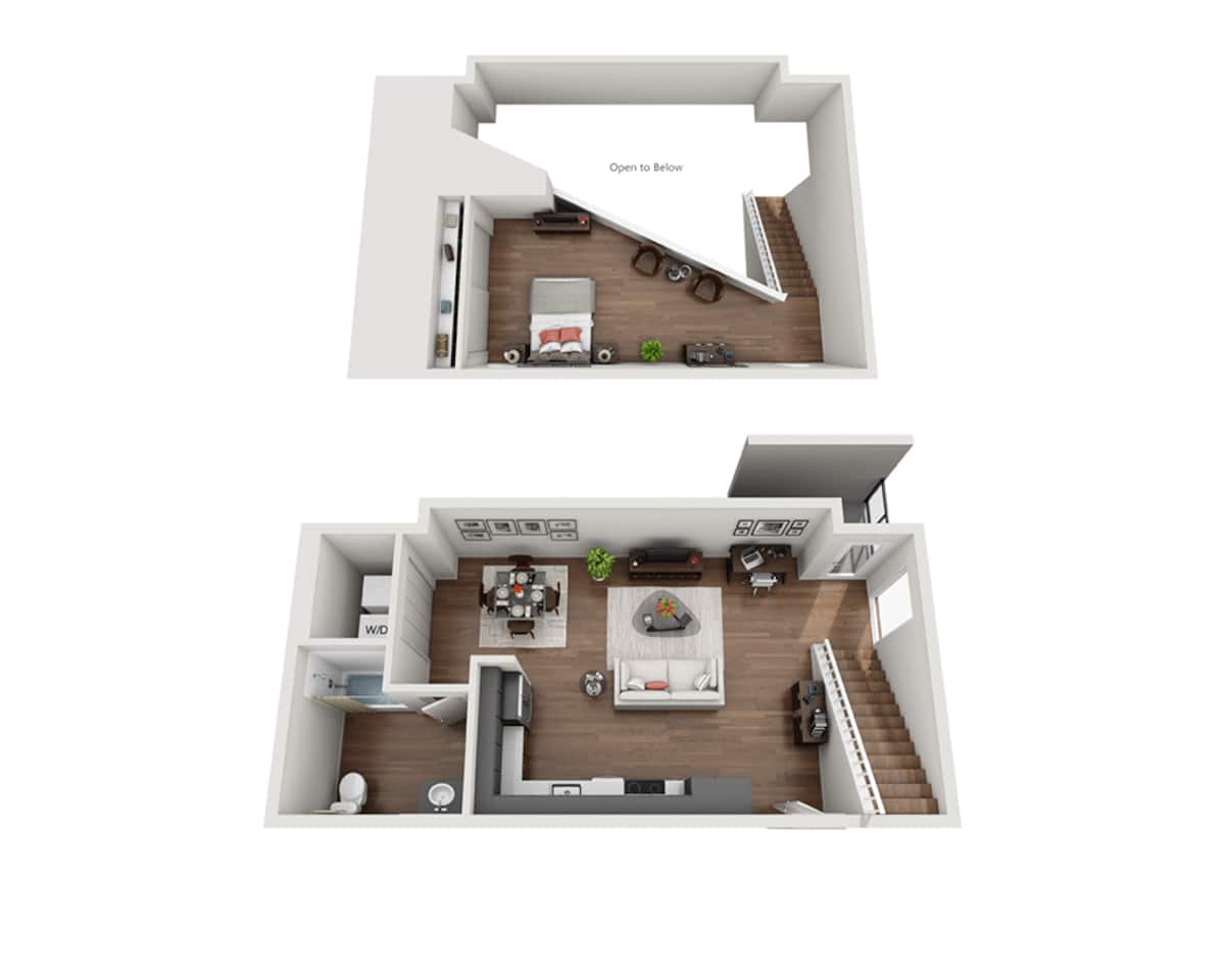 Floorplan diagram for One Bedroom A1ASL, showing 1 bedroom
