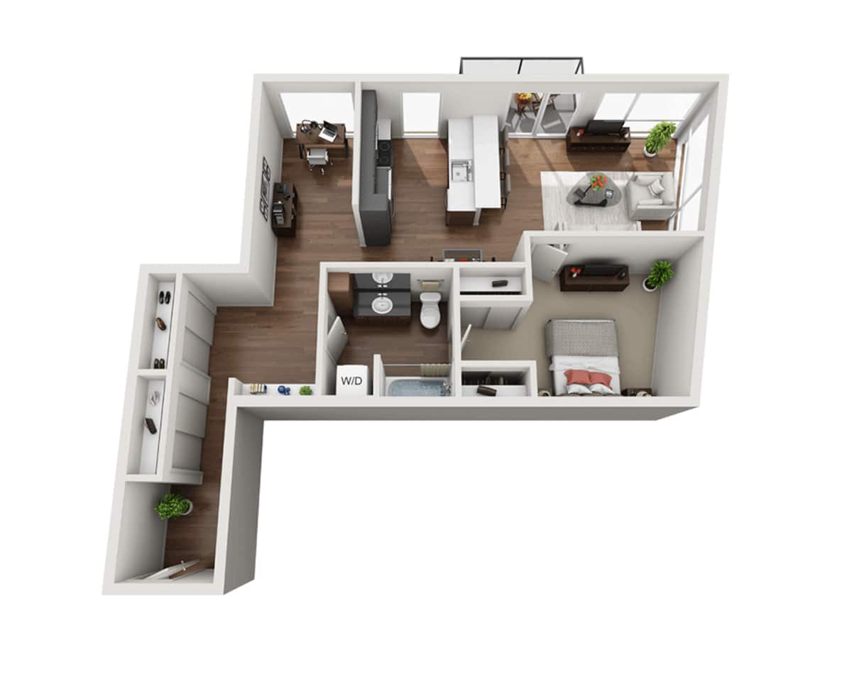 Floorplan diagram for One Bedroom A1DD, showing 1 bedroom