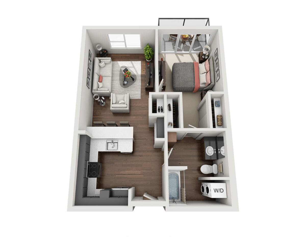 Floorplan diagram for One Bedroom A1G, showing 1 bedroom