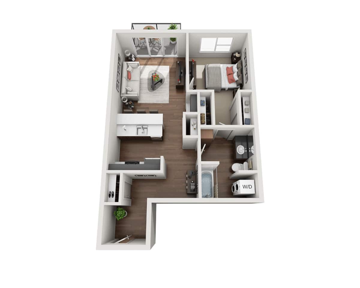 Floorplan diagram for One Bedroom A1I, showing 1 bedroom