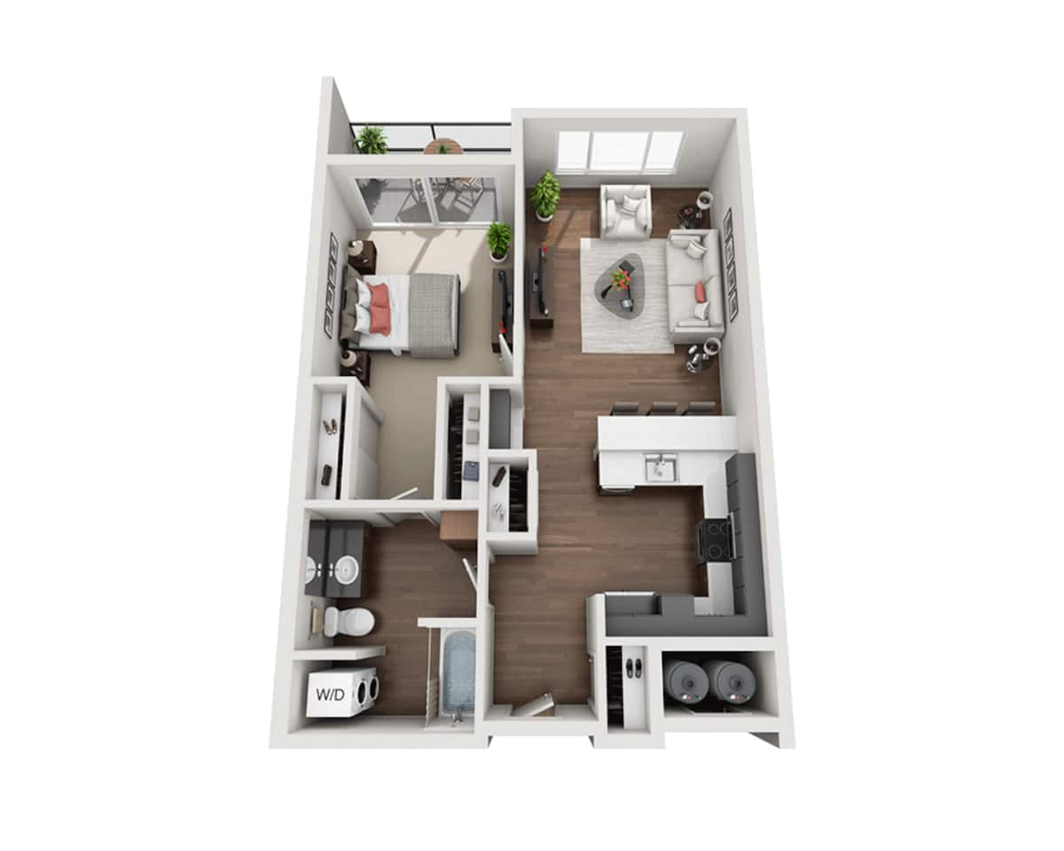 Floorplan diagram for One Bedroom A1J, showing 1 bedroom