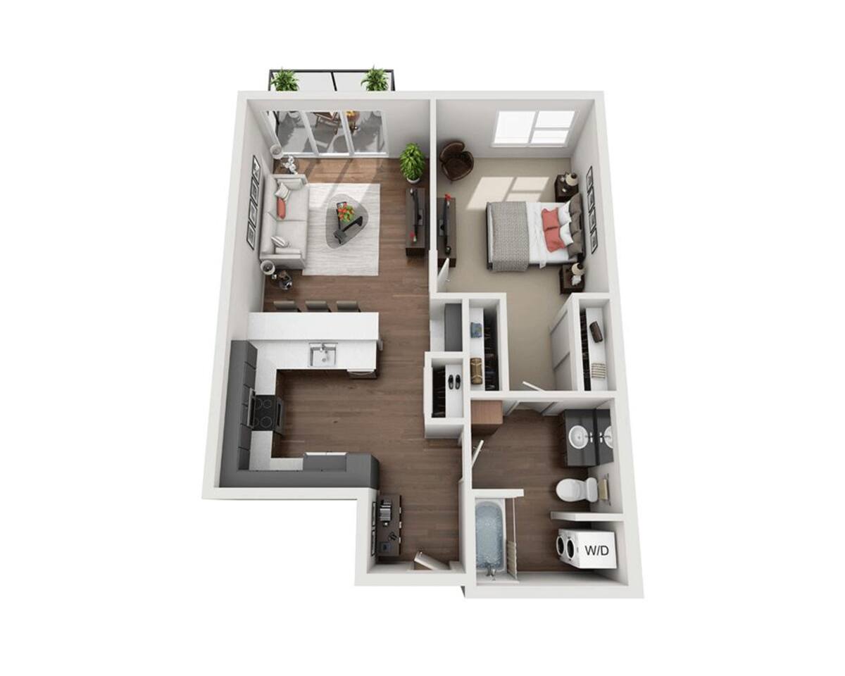 Floorplan diagram for One Bedroom A1L, showing 1 bedroom