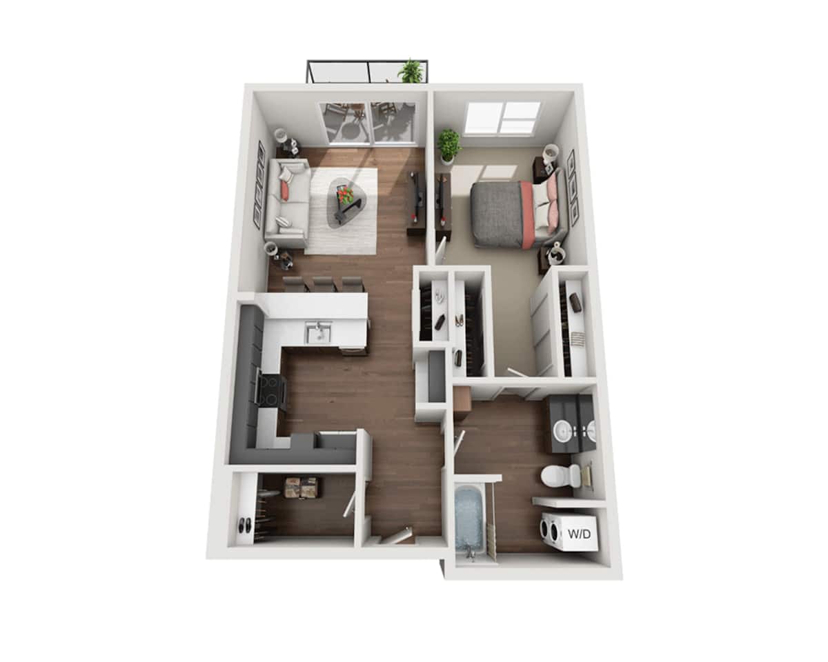 Floorplan diagram for One Bedroom A1N, showing 1 bedroom
