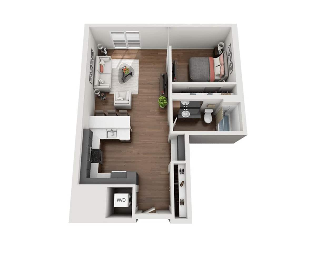 Floorplan diagram for One Bedroom A1O, showing 1 bedroom