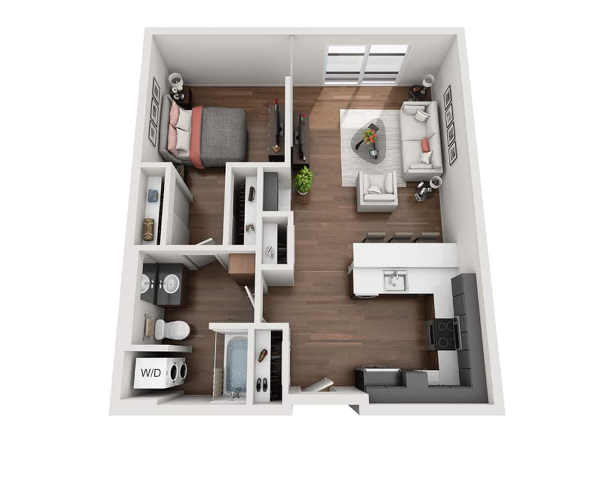 Floorplan diagram for One Bedroom A1P, showing 1 bedroom