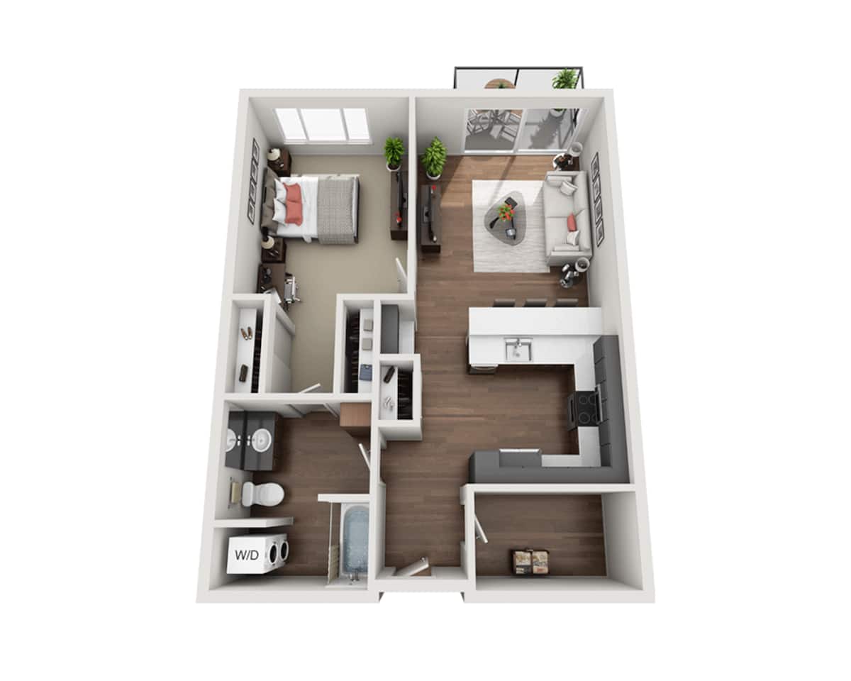 Floorplan diagram for One Bedroom A1R, showing 1 bedroom