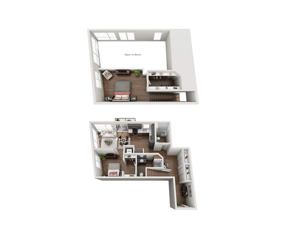 Floorplan diagram for One Bedroom A2ADL, showing 1 bedroom