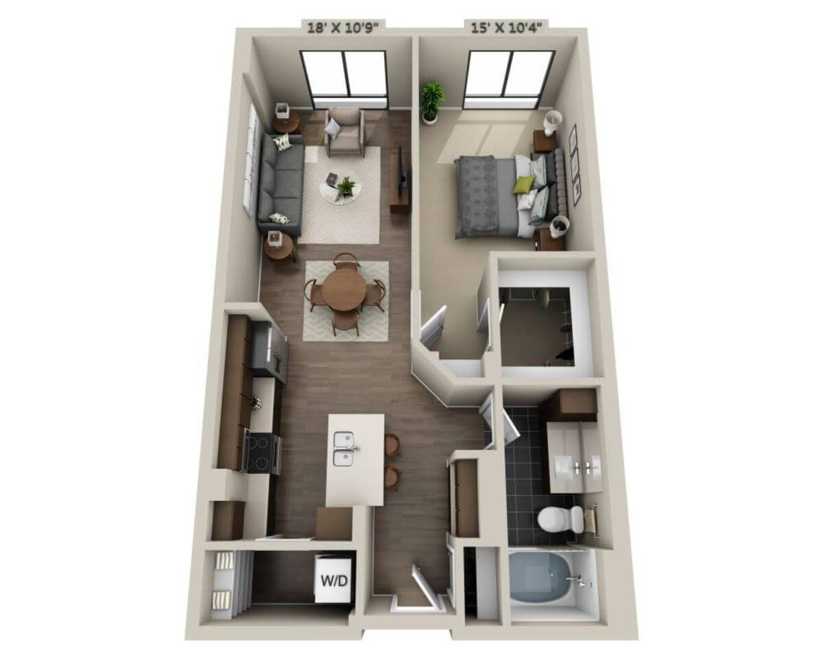 Floorplan diagram for A1BB, showing 1 bedroom