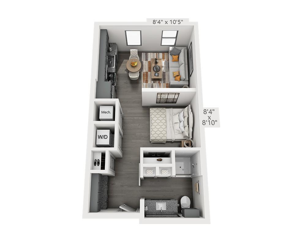 Plattegrond voor Studio E1D-II, met Studio