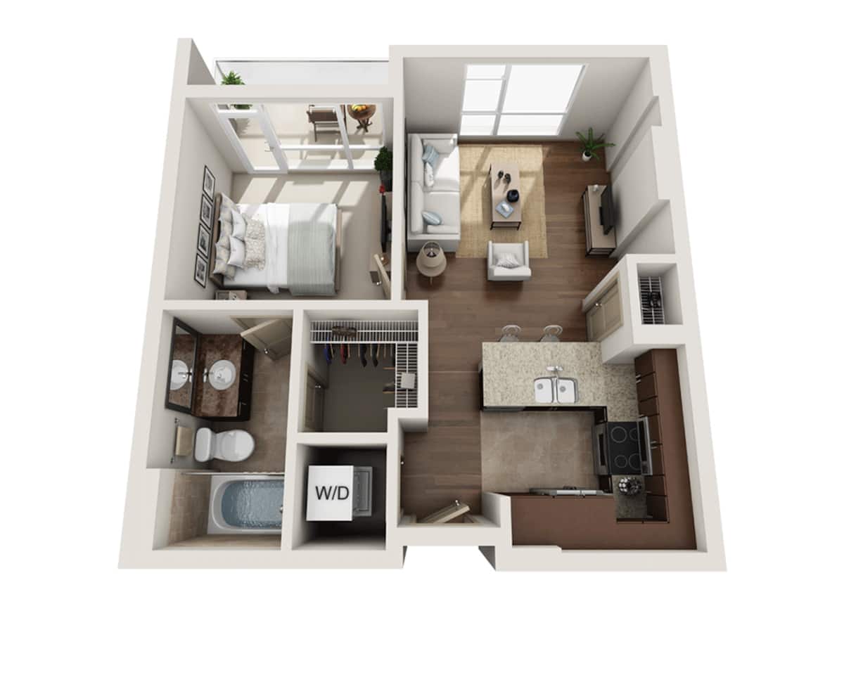 Floorplan diagram for Plan A (A1A), showing 1 bedroom
