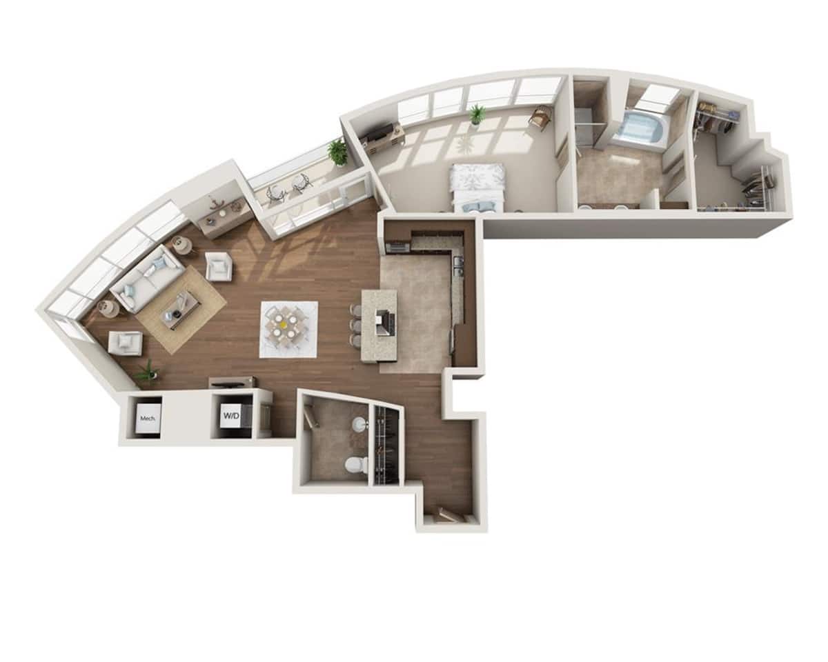 Floorplan diagram for A1.5-PH, showing 1 bedroom