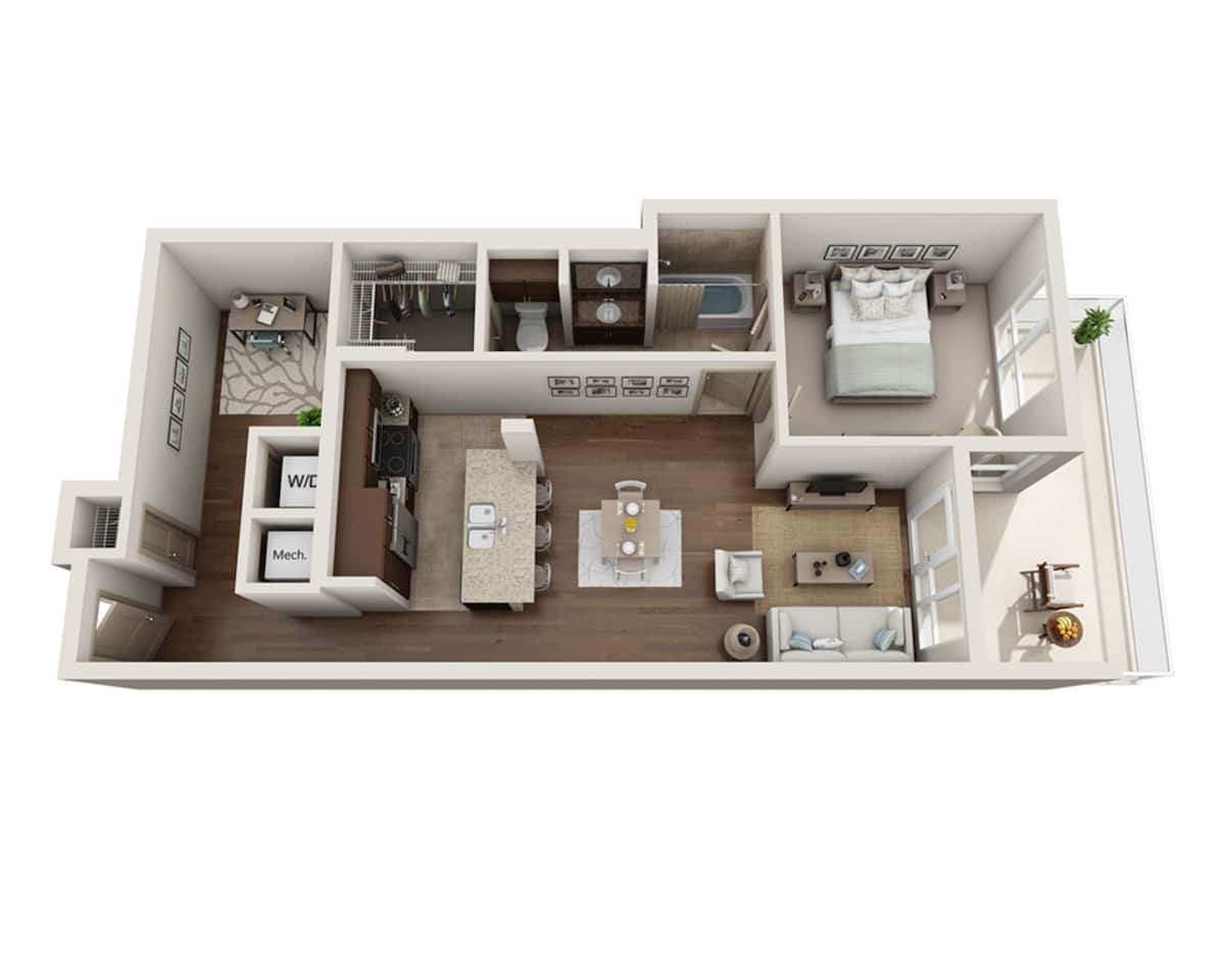 Floorplan diagram for Plan H (A1AD), showing 1 bedroom