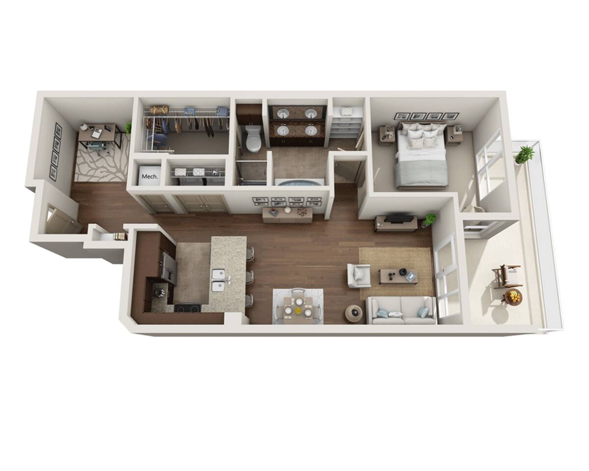 Floorplan diagram for Plan I (A1BD), showing 1 bedroom