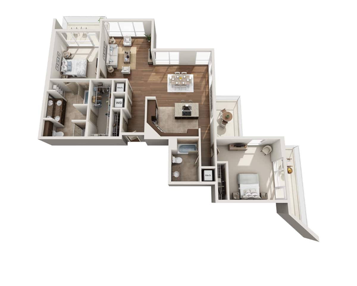 Floorplan diagram for B2E-PH, showing 2 bedroom