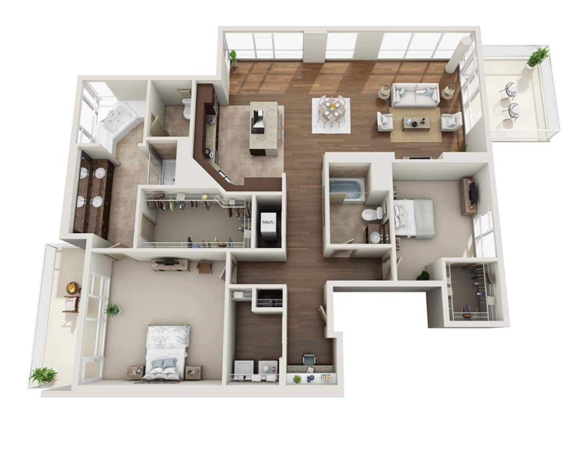 Floorplan diagram for B2F-PH, showing 2 bedroom