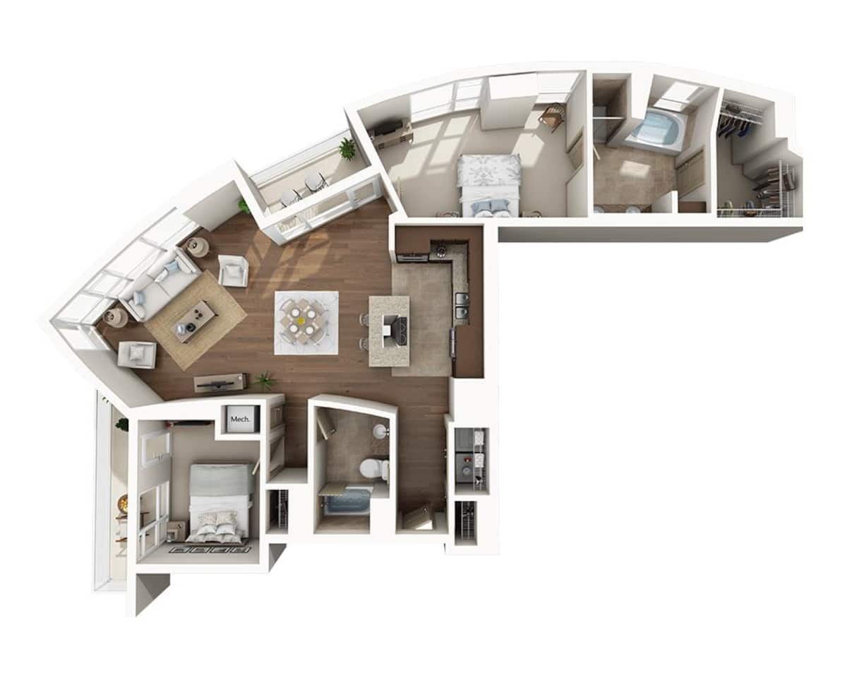Floorplan diagram for B2BD, showing 2 bedroom
