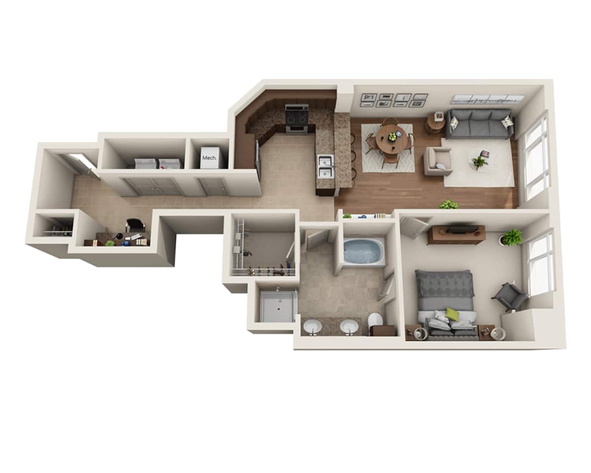 Floorplan diagram for Plan G (A1G), showing 1 bedroom