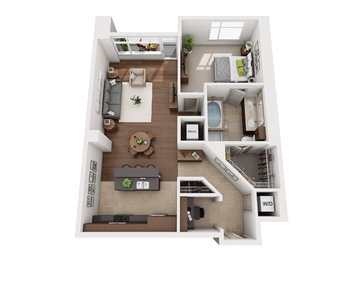 Floorplan diagram for Plan P1 (P-A1F), showing 1 bedroom
