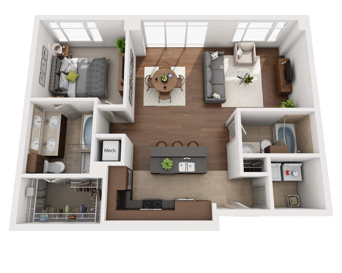 Floorplan diagram for Plan P2 (P-A2A), showing 1 bedroom