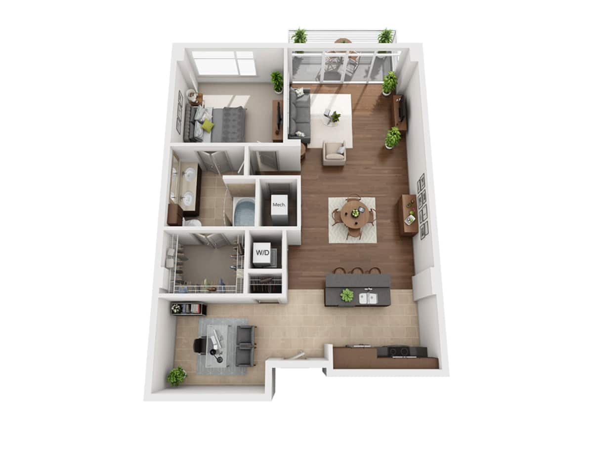 Floorplan diagram for Plan I (A1DD), showing 1 bedroom