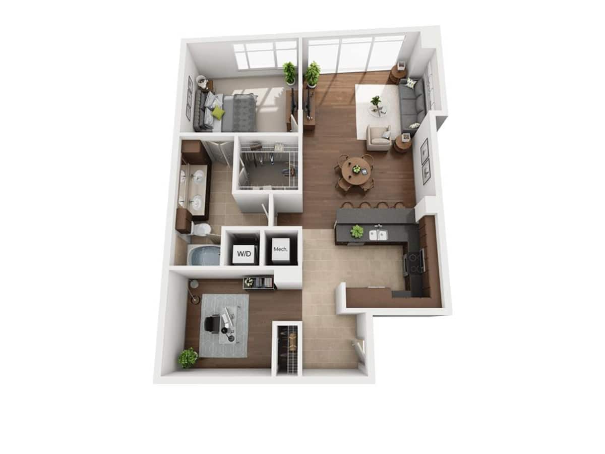 Floorplan diagram for Plan G (A1BD), showing 1 bedroom