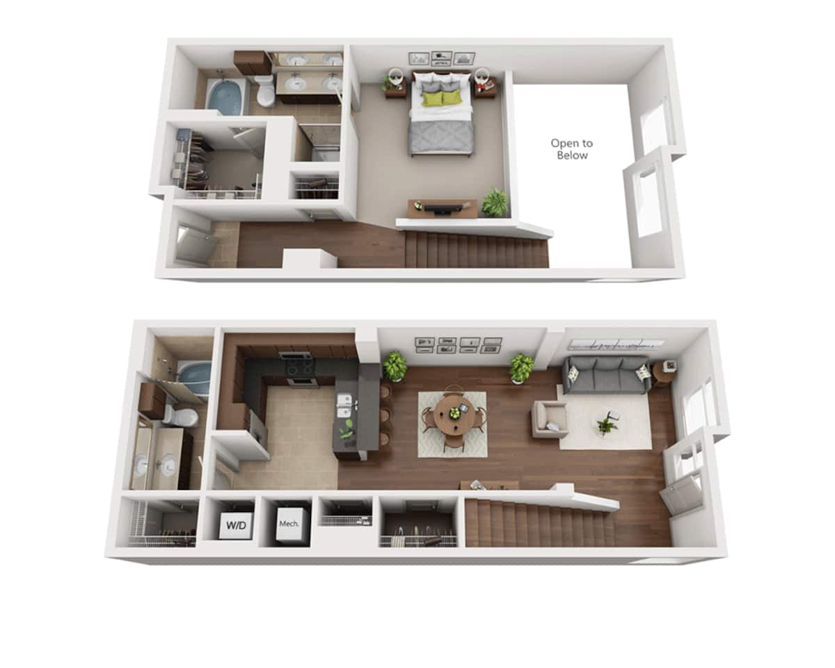 Floorplan diagram for Plan TH1 (A2AT), showing 1 bedroom