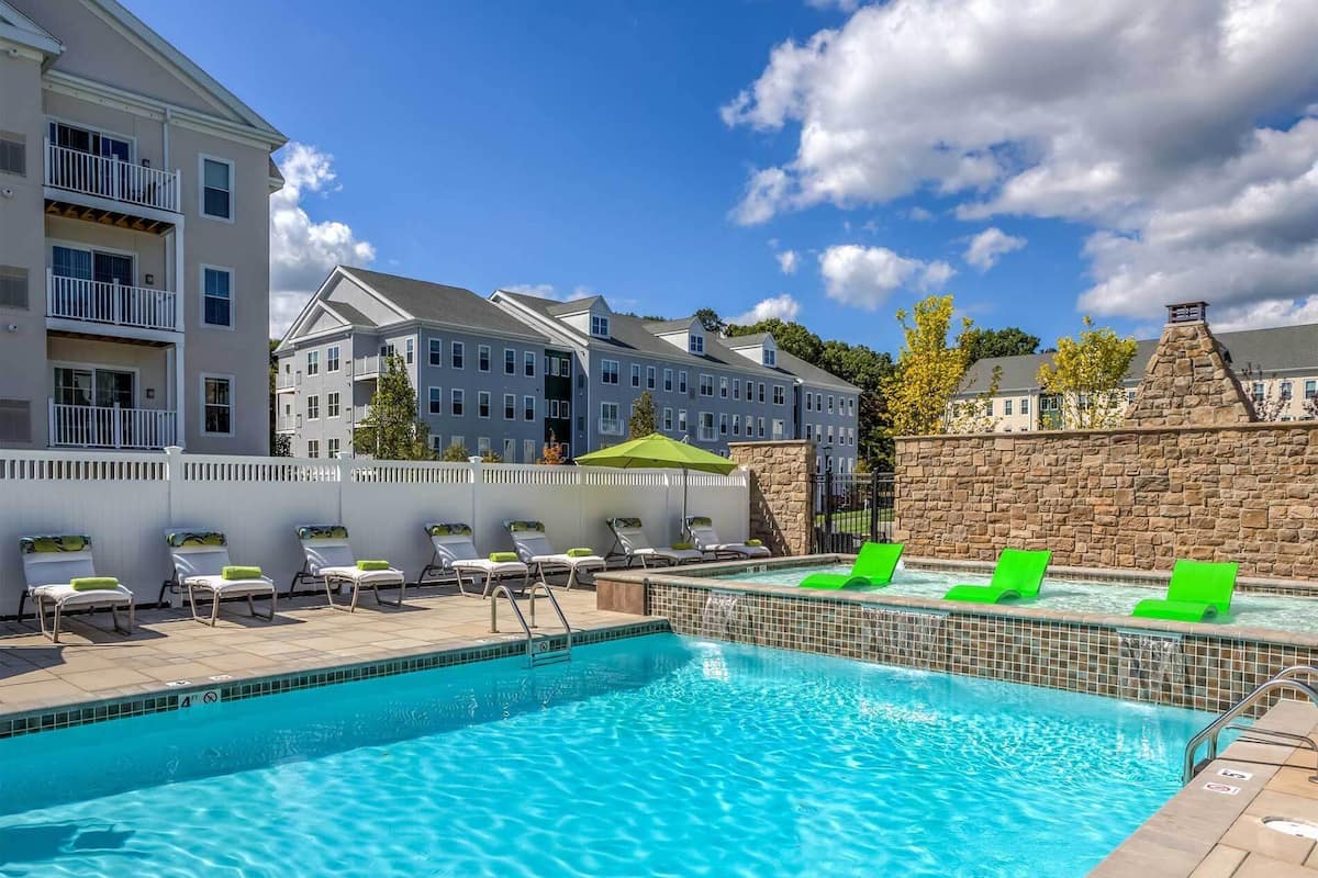 Exterior of One Upland, an Airbnb-friendly apartment in Norwood, MA