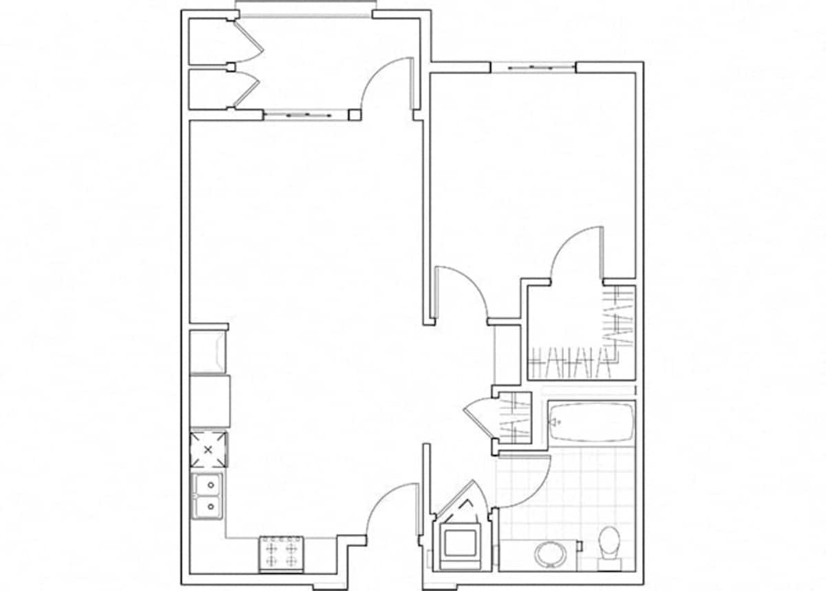 Floorplan diagram for A2 1x1, showing 1 bedroom