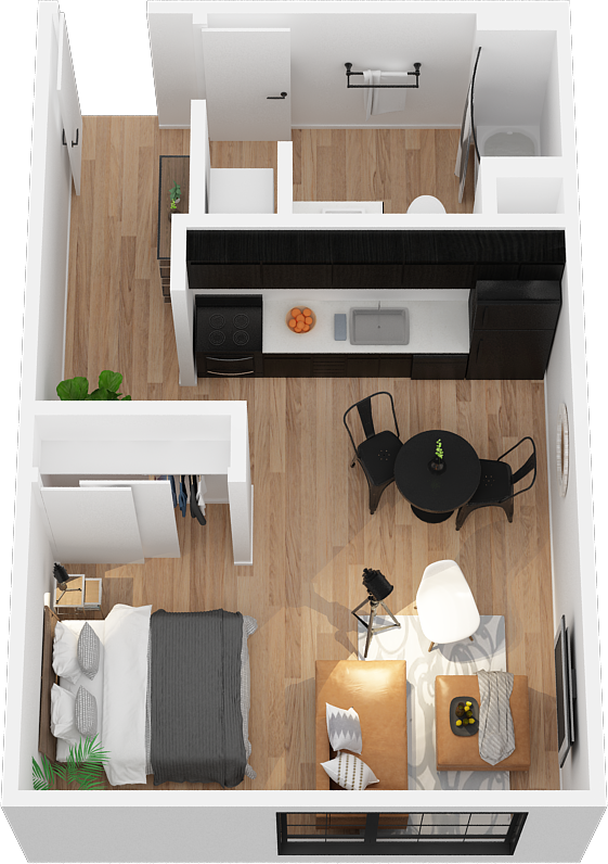 Floorplan diagram for Studio, showing Studio