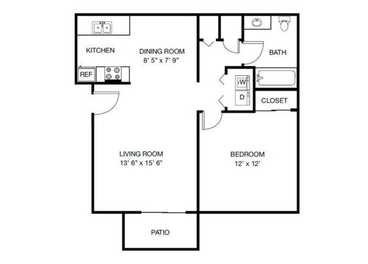 Floorplan diagram for Addison (A1), showing 1 bedroom