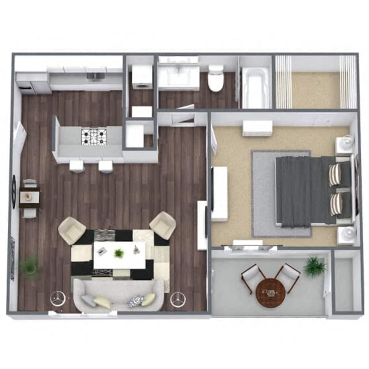 Floorplan diagram for 1 BEDROOM 1 BATH  (A), showing 1 bedroom