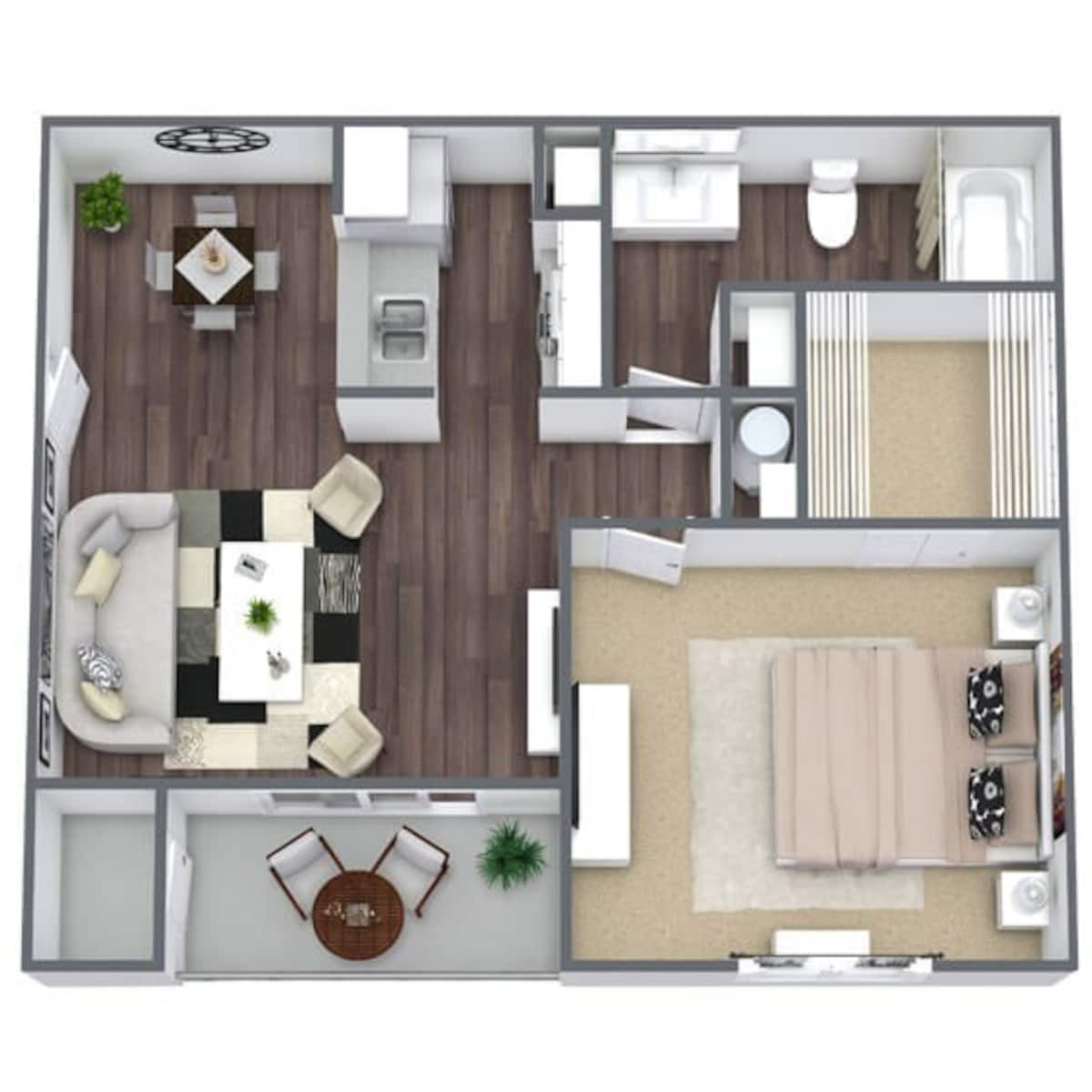 Floorplan diagram for 1 BEDROOM 1 BATH, showing 1 bedroom