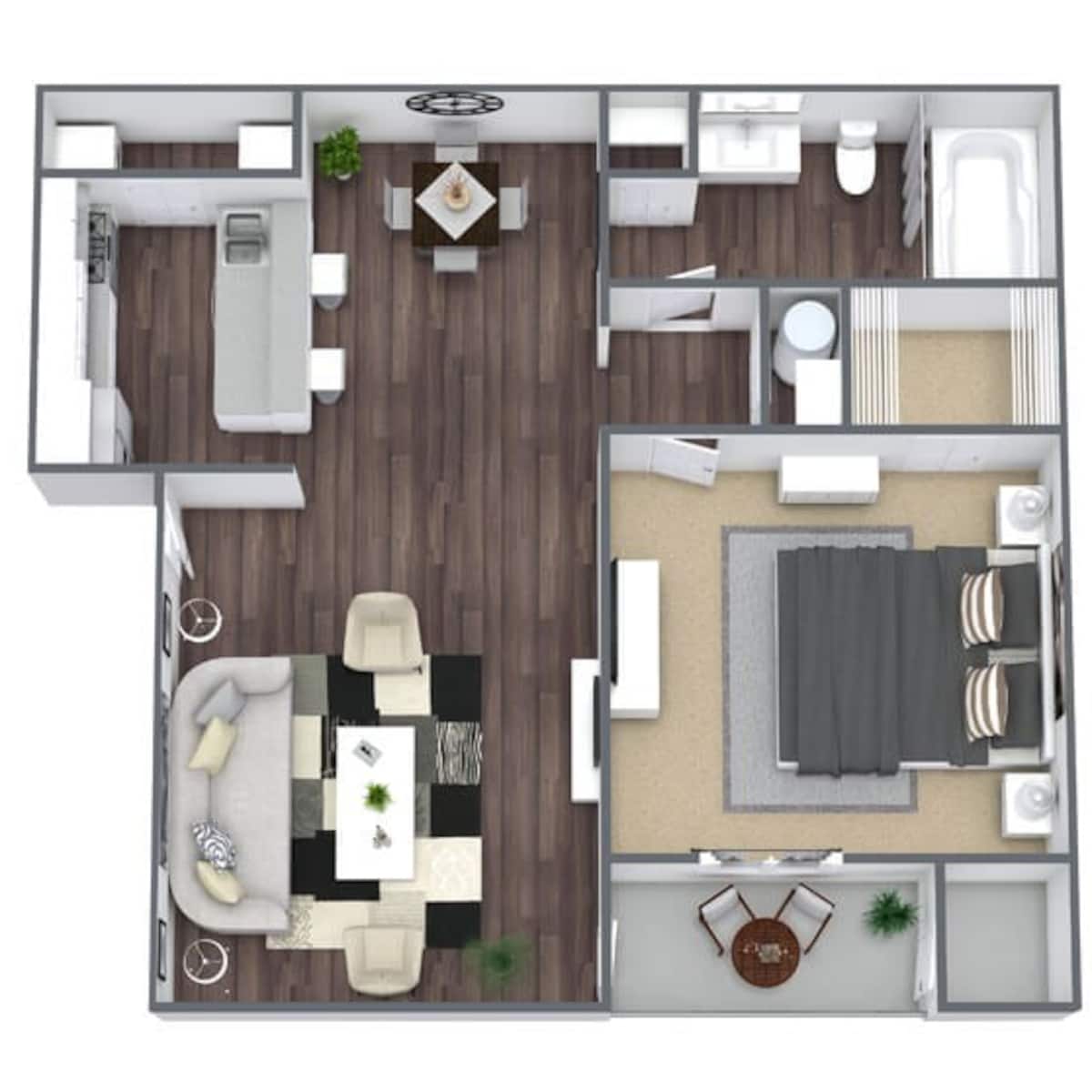Floorplan diagram for 1 BEDROOM 1 BATH (C), showing 1 bedroom