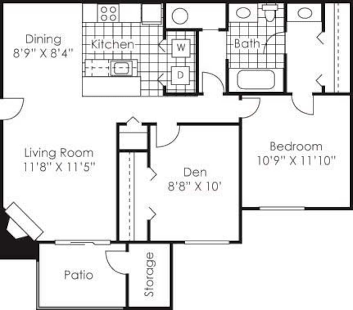 Floorplan diagram for The Devonshire, showing 1 bedroom