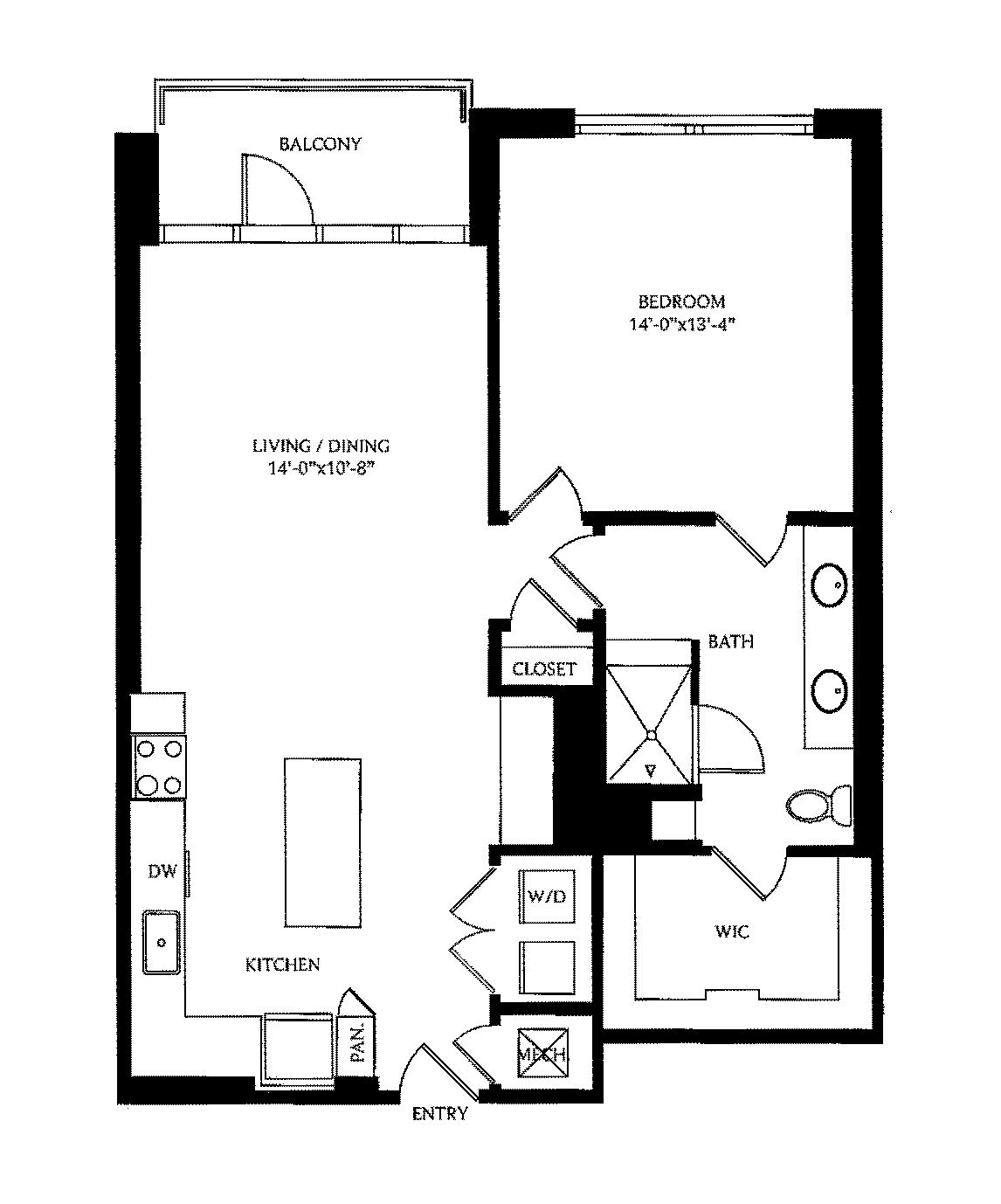 Floorplan diagram for A10c, showing 1 bedroom
