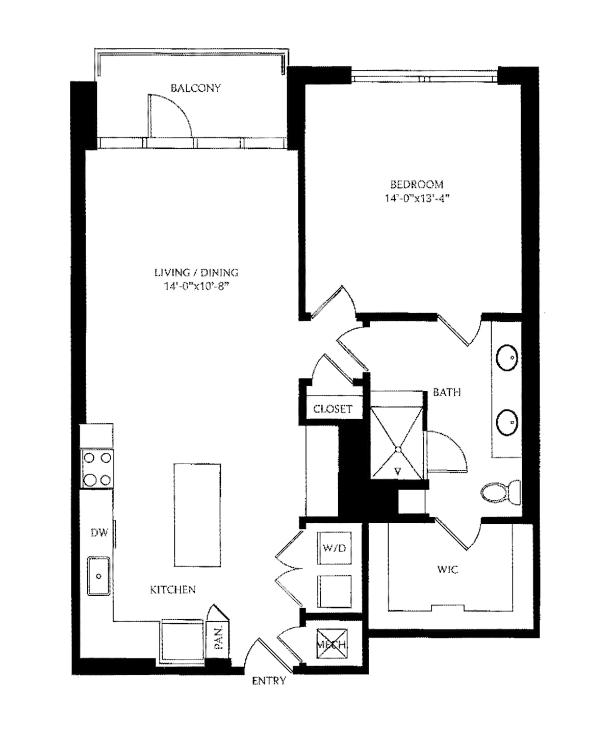 Floorplan diagram for A10c, showing 1 bedroom