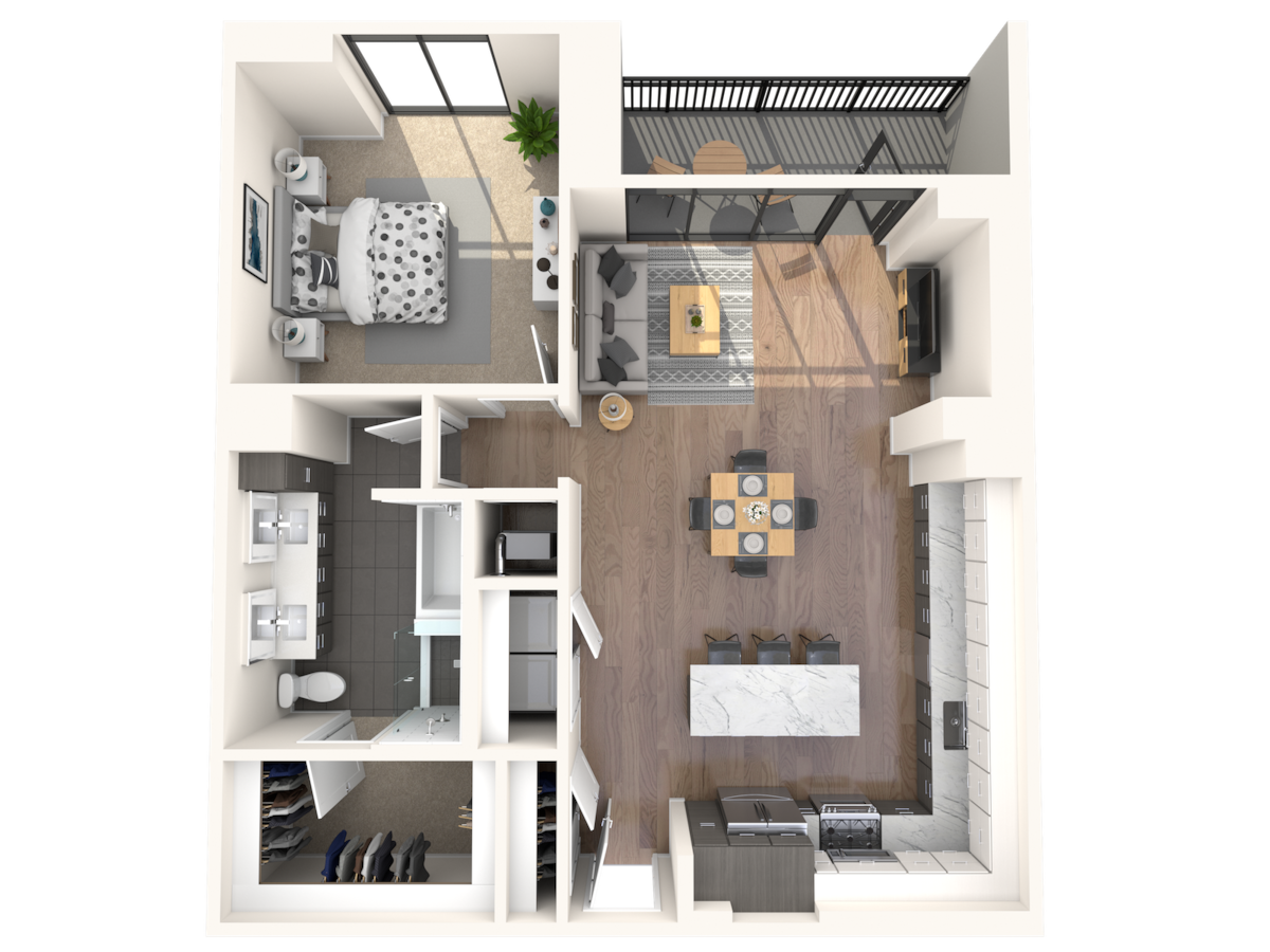 Floorplan diagram for A12, showing 1 bedroom