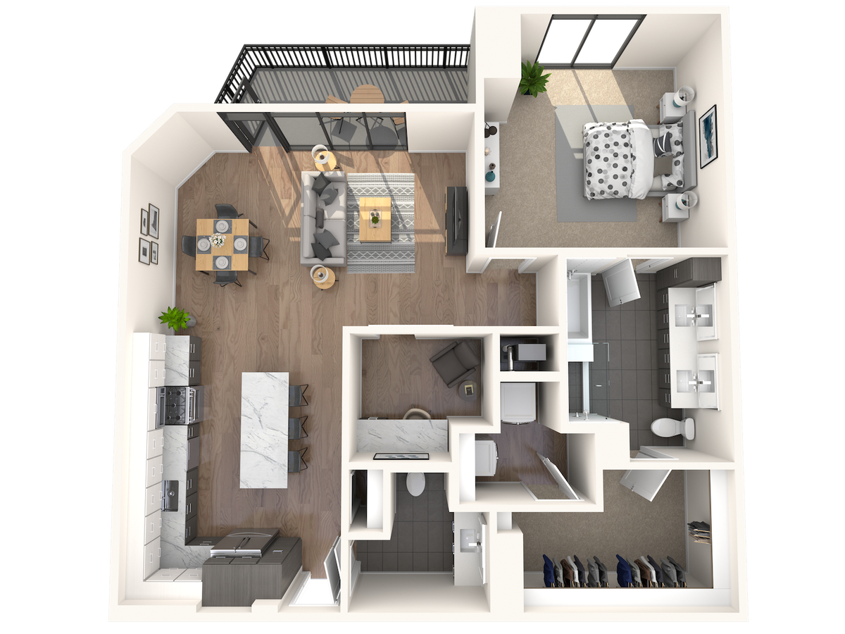 Grundrissdiagramm für A13 zeigt 1 Schlafzimmer
